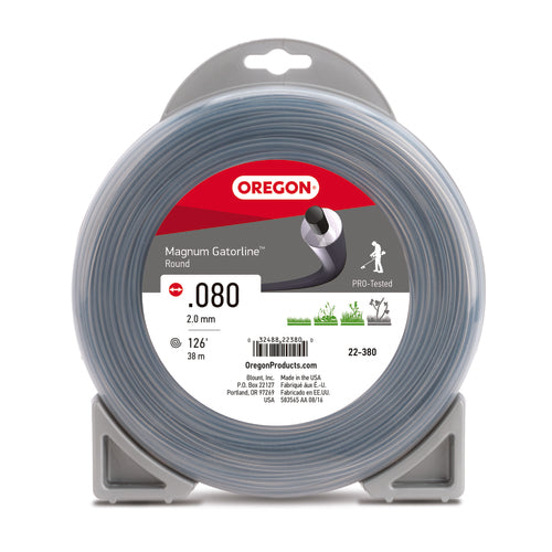 OREGON TRIMMER LINE 22-380 GATORLINE, MAGNUM ROUND .080" 1LB DONUT 416'