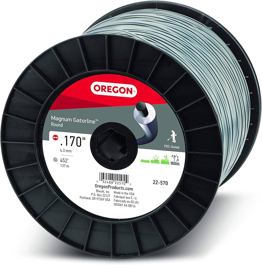 OREGON TRIMMER LINE 22-570 GATORLINE, MAGNUM ROUND .170" 5LB SPOOL 449'