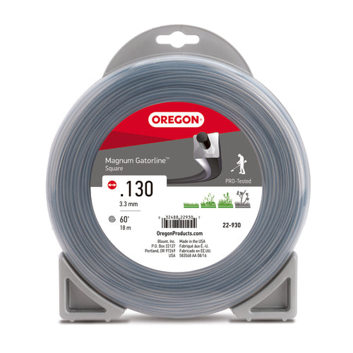 OREGON TRIMMER LINE 22-930 GATORLINE, MAGNUM SQUARE .130" 1/2LB DONUT 60'