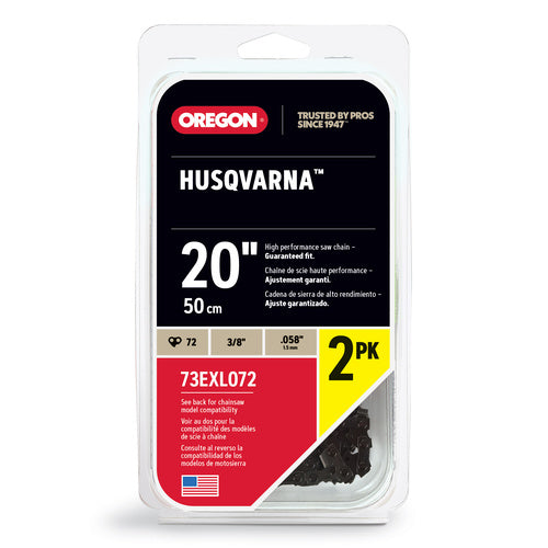 Oregon 72DL 3/8 .058 20" Chainsaw Chain 2 Pack 73EXL072X2 Replaces Husqvarna H48-72