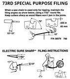 Oregon 73RD Ripping 3/8" .058" Custom Chainsaw Chain Loop