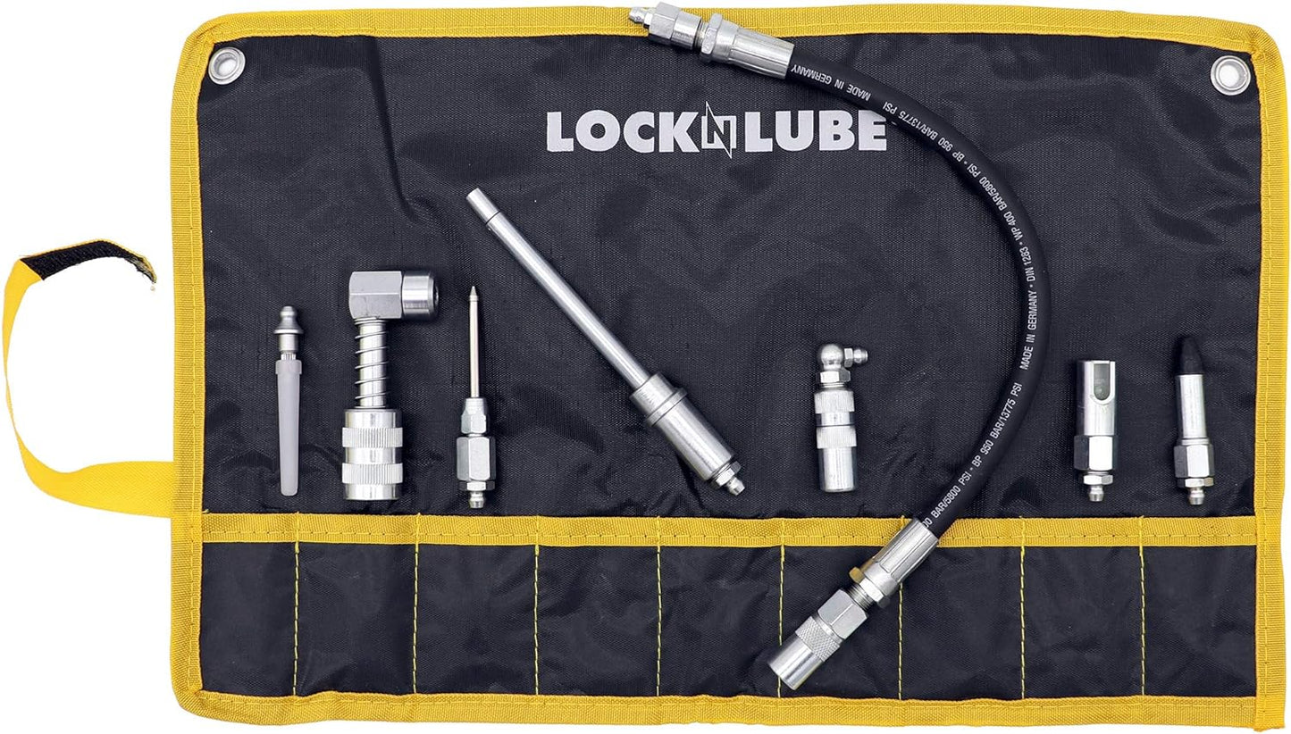 LockNLube LNL210 8-Piece Quick Connect Greasing Kit With Couplers And Adapters