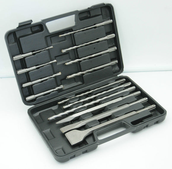 TOOLSTORM 14pc Masonry Drill Bit Chisel Kit SDS Plus Portable Tool Case Hammer Set tool
