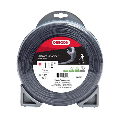 OREGON TRIMMER LINE 20-021 GATORLINE, MAGNUM SUPERTWIST .118" 1LB DONUT 180'