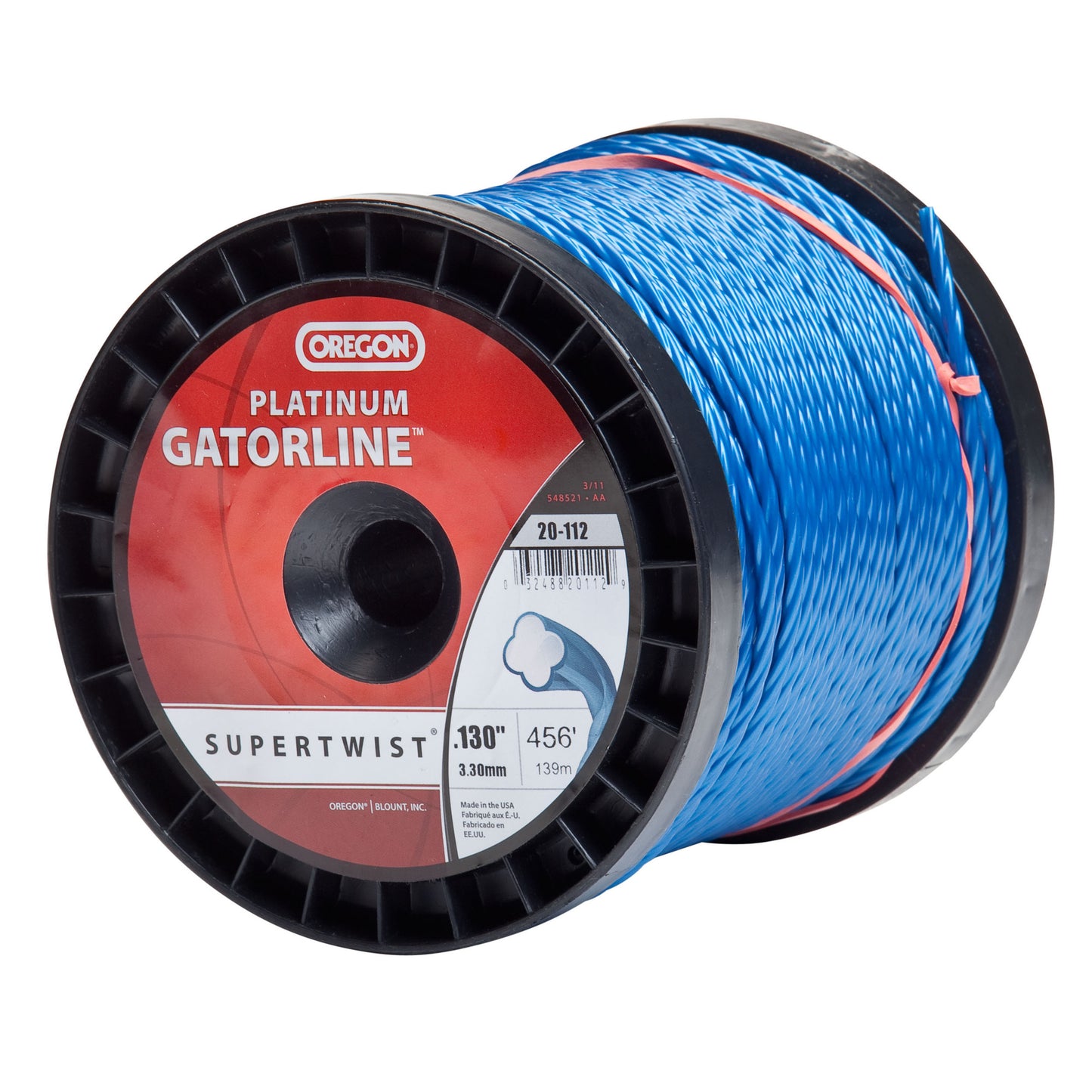 OREGON TRIMMER LINE 20-112 GATORLINE, PLATINUM .130" 3LB SPOOL, 456'