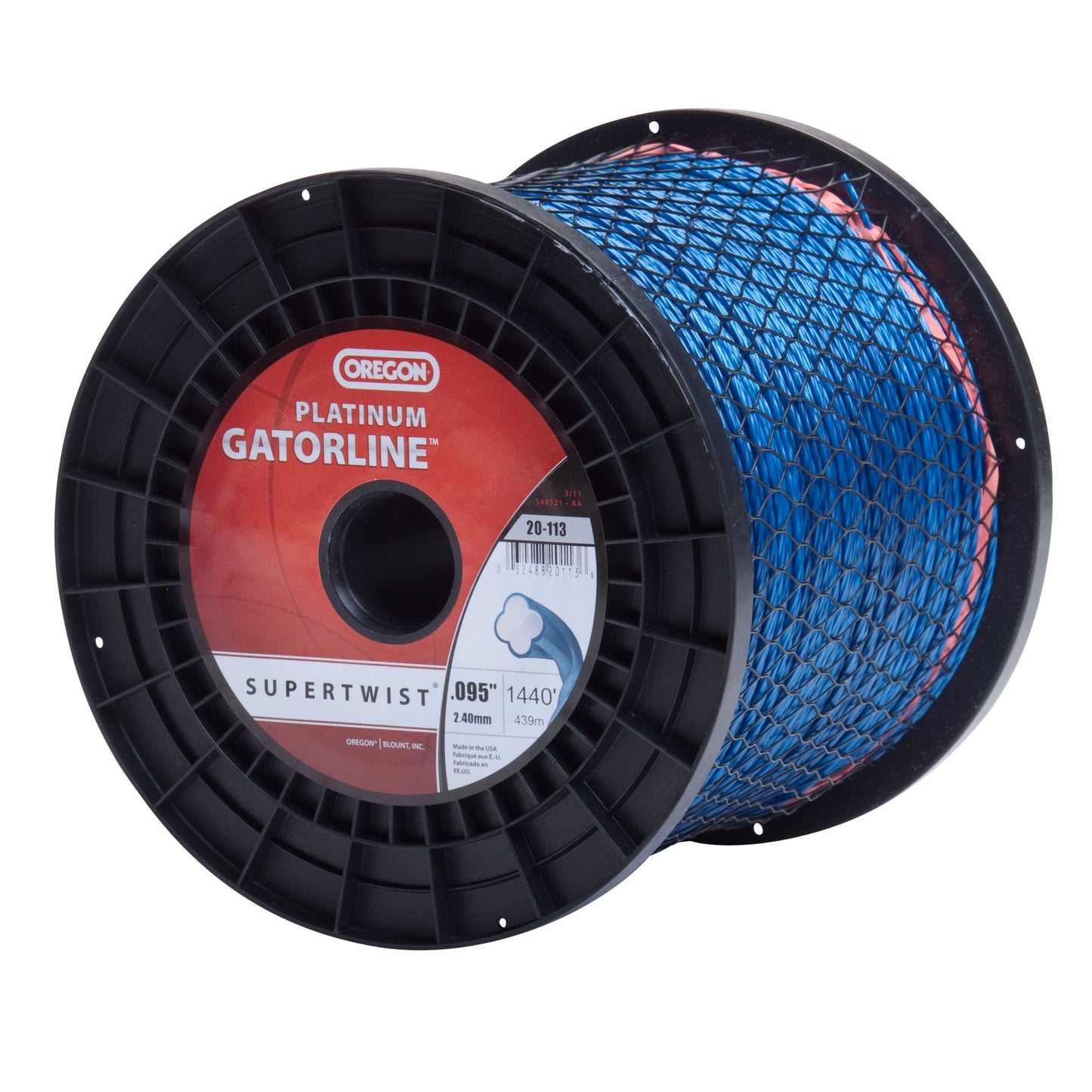 OREGON TRIMMER LINE 20-113 GATORLINE, PLATINUM .095" 5LB SPOOL 1440'