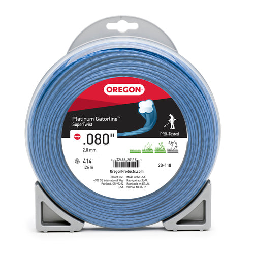 OREGON TRIMMER LINE 20-118 GATORLINE, PLATINUM .080" 1LB DONUT 414'