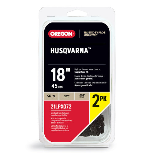 Oregon 72DL .325 .058 18" Chainsaw Chain 2 Pack 21LPX072X2 Replaces Husqvarna H25-72