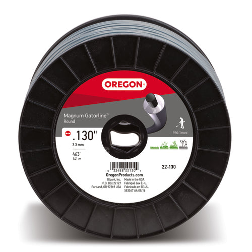 OREGON TRIMMER LINE 22-130 GATORLINE, MAGNUM ROUND .130" 3LB SPOOL 459'