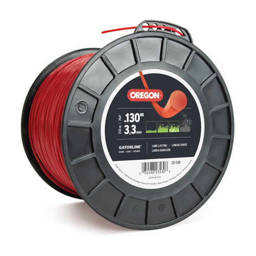 OREGON TRIMMER LINE 23-530 GATORLINE, ROUND RED .130" GAUGE 5LB SPOOL 764'