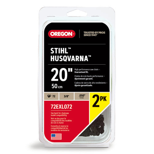Oregon 72DL 3/8 .050 20" Chainsaw Chain 2 Pack 72EXL072X2 Replaces Stihl 33RS 72 Husqvarna H47-72