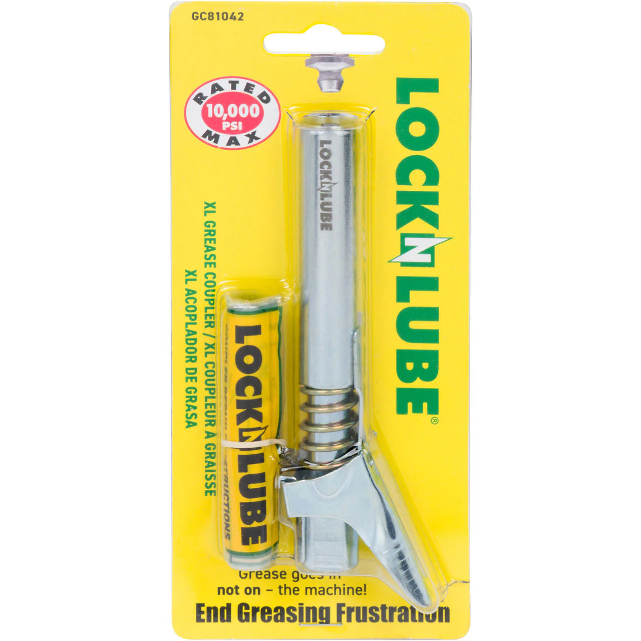 LockNLube GC81042 XL Grease Gun Coupler With Rebuild Kit For Recessed Zerk Fittings