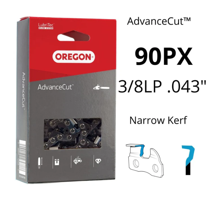 Oregon AdvanceCut Chain Low Profile 90PX056G 3/8" Pitch .043" Gauge 56 DL