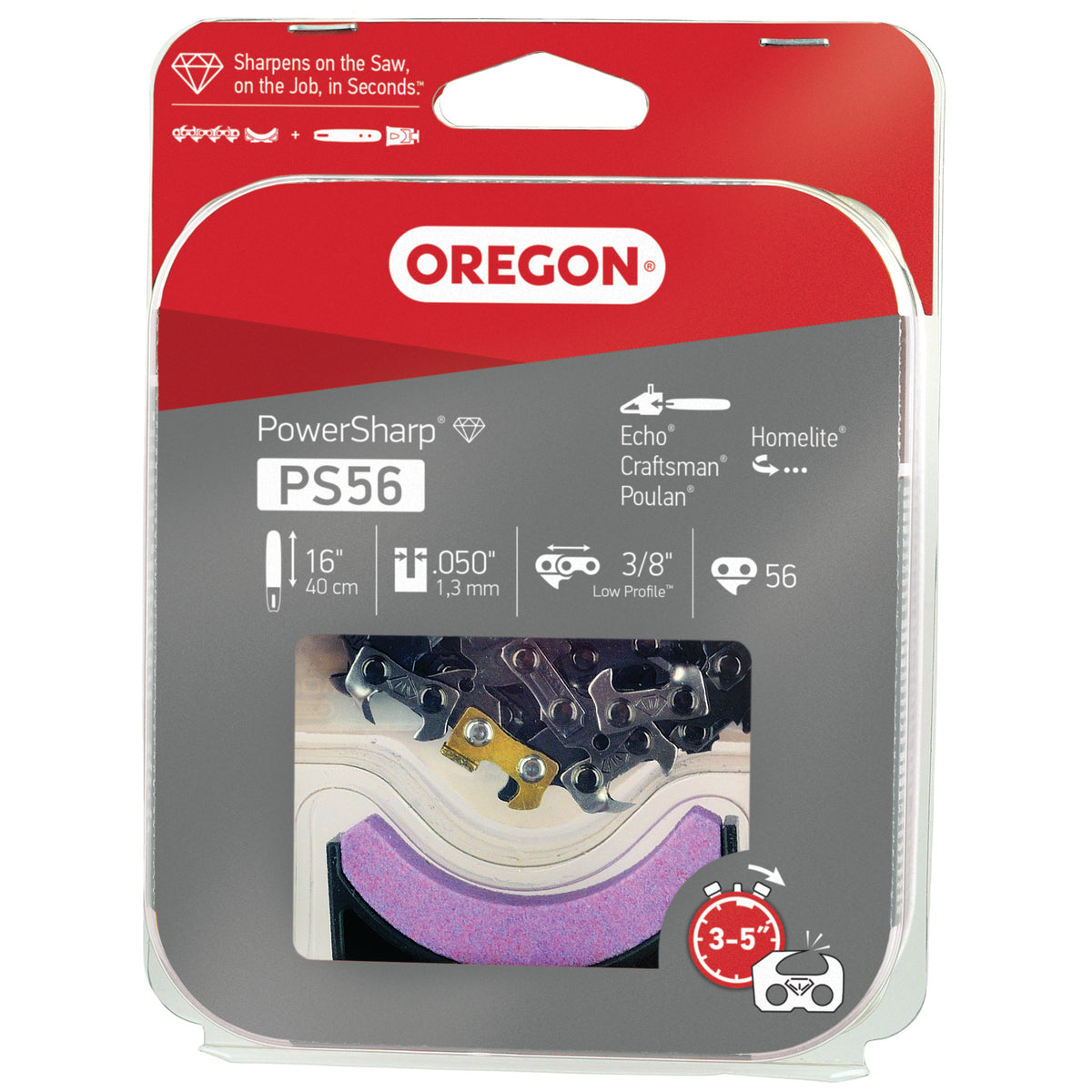 OREGON PS56 POWERSHARP SAW CHAIN FOR 16 IN. BAR - 56 DRIVE LINKS