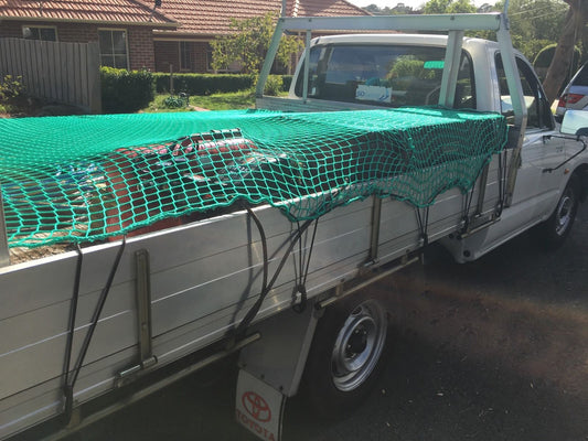 TOOLSTORM CARGO NET 6'X9' UTE TRAILER TRUCK NYLON 35MM MESH BUNGEE CORD FREE 15PC HOOKS